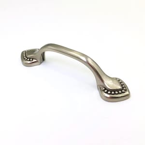 Drawer Pull – 3” Centers – Silver Satin Nickel – Beaded Spade Ends – Arch - For Kitchen Cabinet Cupboard Door Dresser Handle Hardware