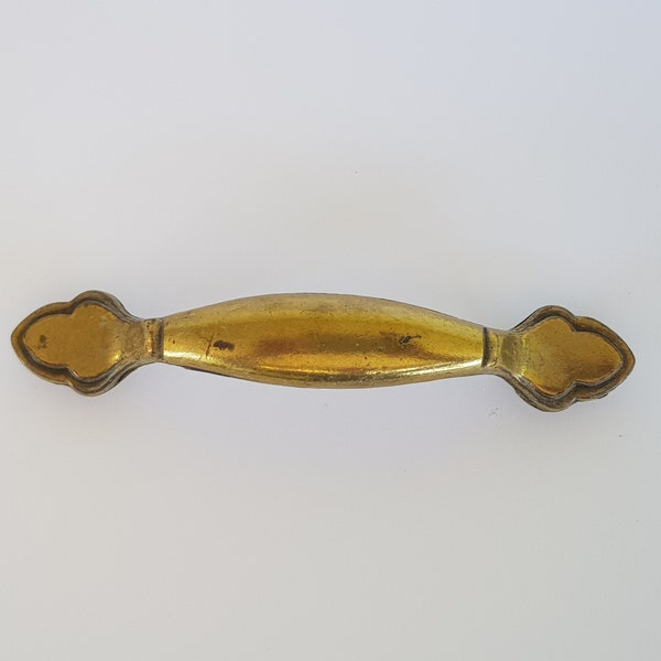 Drawer Pull - 3" Centers - 4.5" Long 3" Aged Brass Gold Curved Scalloped For Kitchen Cabinet Cupboard Door Dresser Handle Hardware