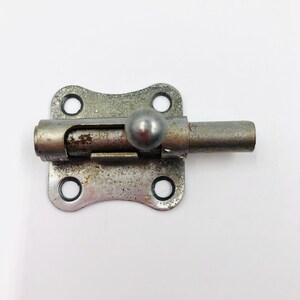 Vintage Mini Slide Barrel Bolt 1-1/2" Latch Door Hardware - Silver - Cabinet Cupboard Lock - Surface Mount Bolt