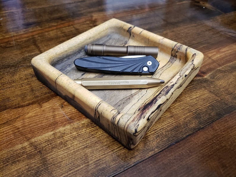 Wooden Valet tray 6 square Spalted Tamarind