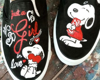 Just a Girl in Love Custom Painted Shoes, Girlfriend Gift Ideas, Cartoon Shoes, Customized Gift on Birthday or any occasion