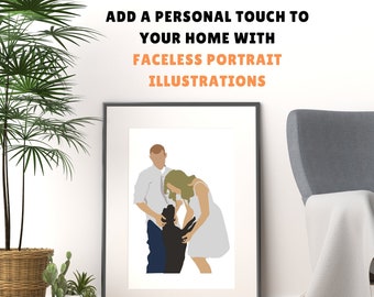 Custom Illustration from Photo, Faceless Portrait Illustration, Gift for Holidays to Friends and Family