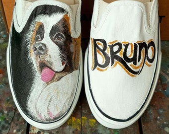 Custom Pet painting Shoes for Pet Lovers Memorial Gift for Pets Custom Vans for Kids & Adults Painted Sneakers