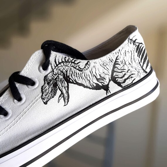 Dinosaur Gifts Custom Painted Shoes for Adults Gift Ideas of Animal Painting Sketch on Canvas Shoes Low Top Style Casual Sneakers Etsy Israel