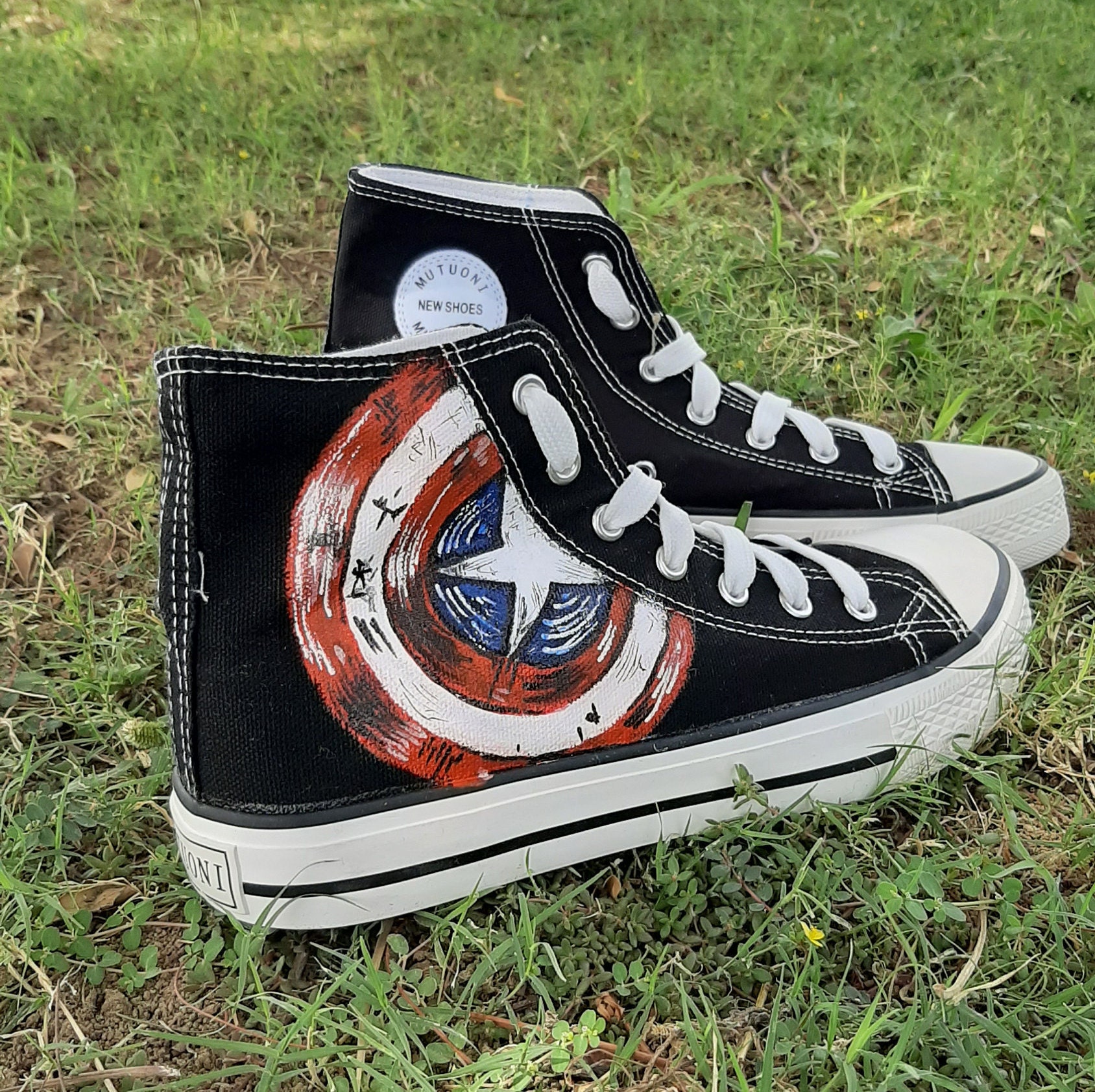 Erfenis beschaving gedragen Captain America Shield Custom Painted Shoes Marvel Men - Etsy