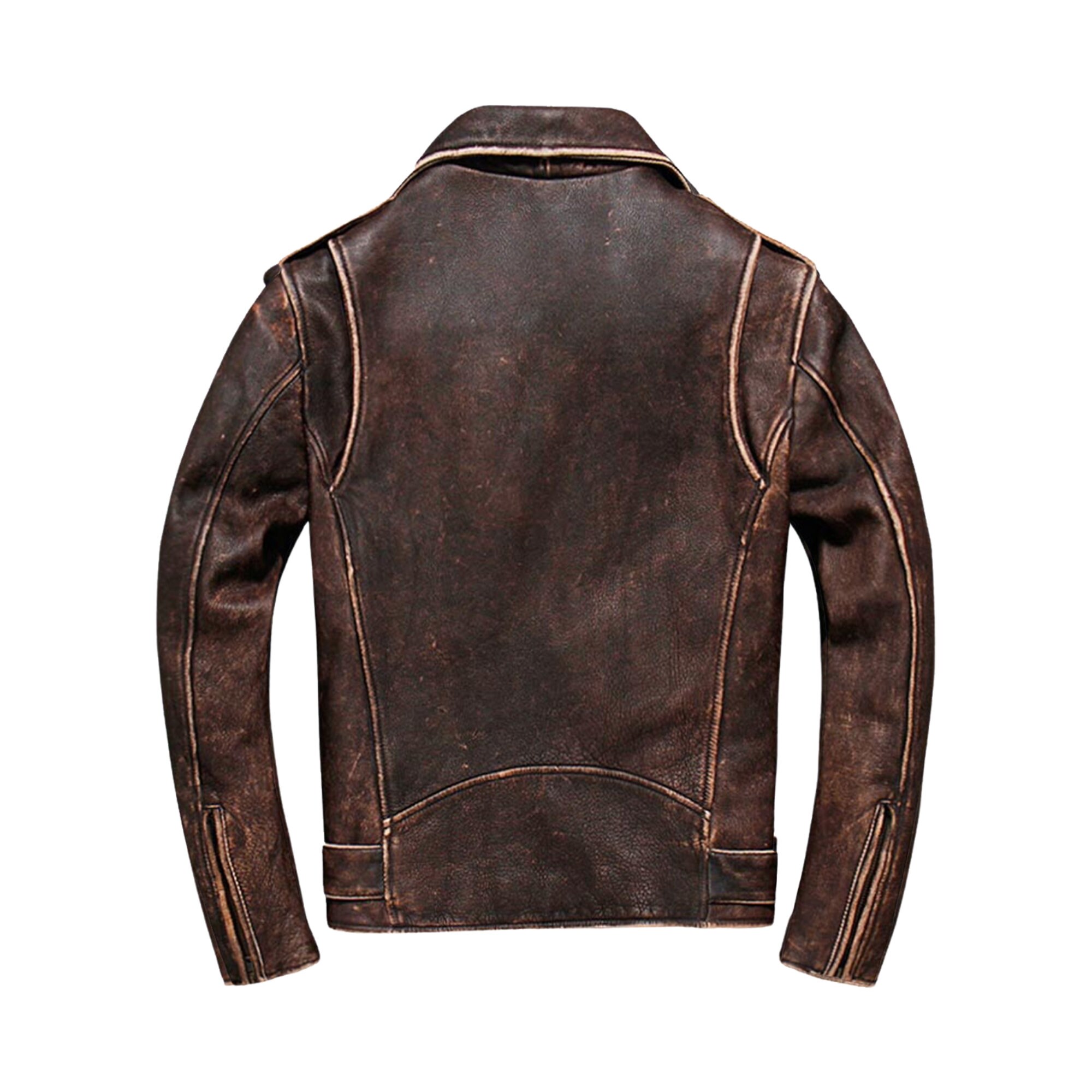 Men's Leather Jacket with Retro Silhouette and Classic Multiple Pocket Design