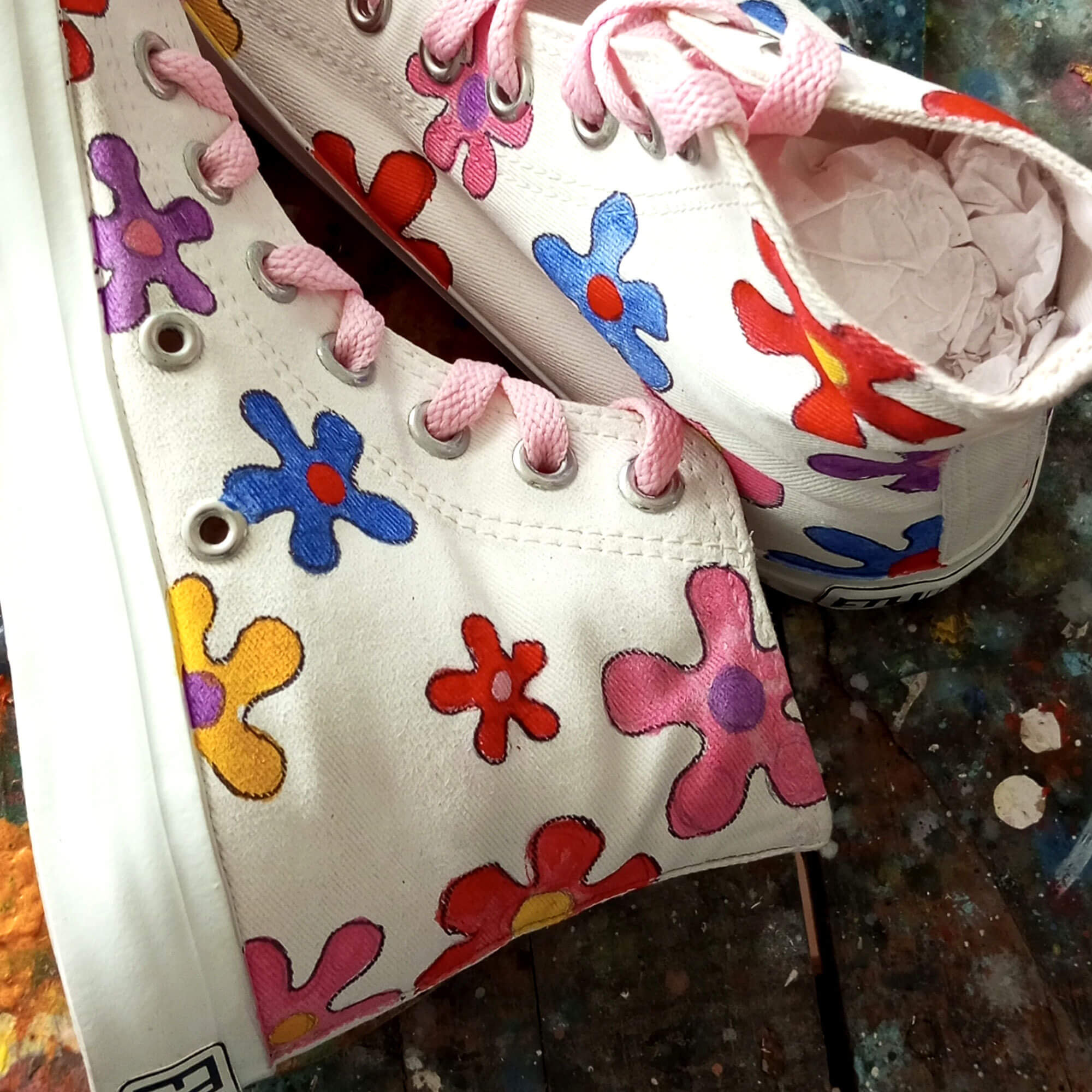 Flower Painting Artistic Sneakers for Teen Girls Trip Gifts for ...