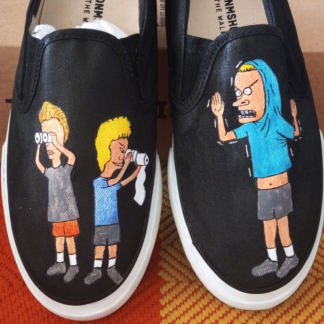Beavis and Butthead Cartoon Portrait Custom Vans Unisex Shoes for Kids ...