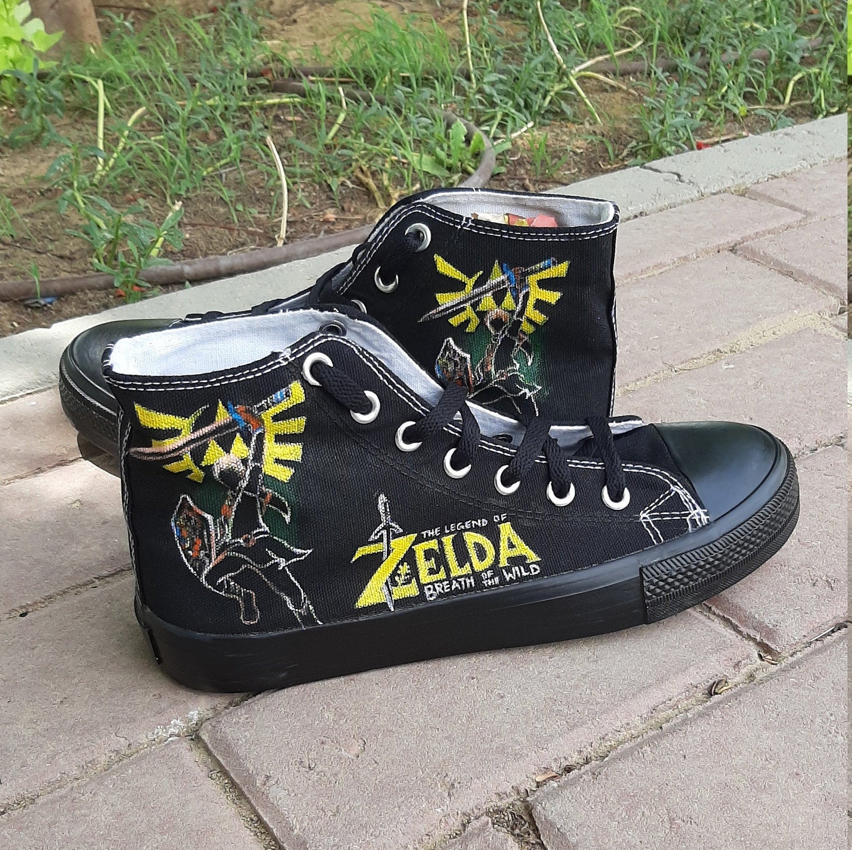 Legend of Zelda Custom Shoes Black High Tops Converse Sneakers - Etsy