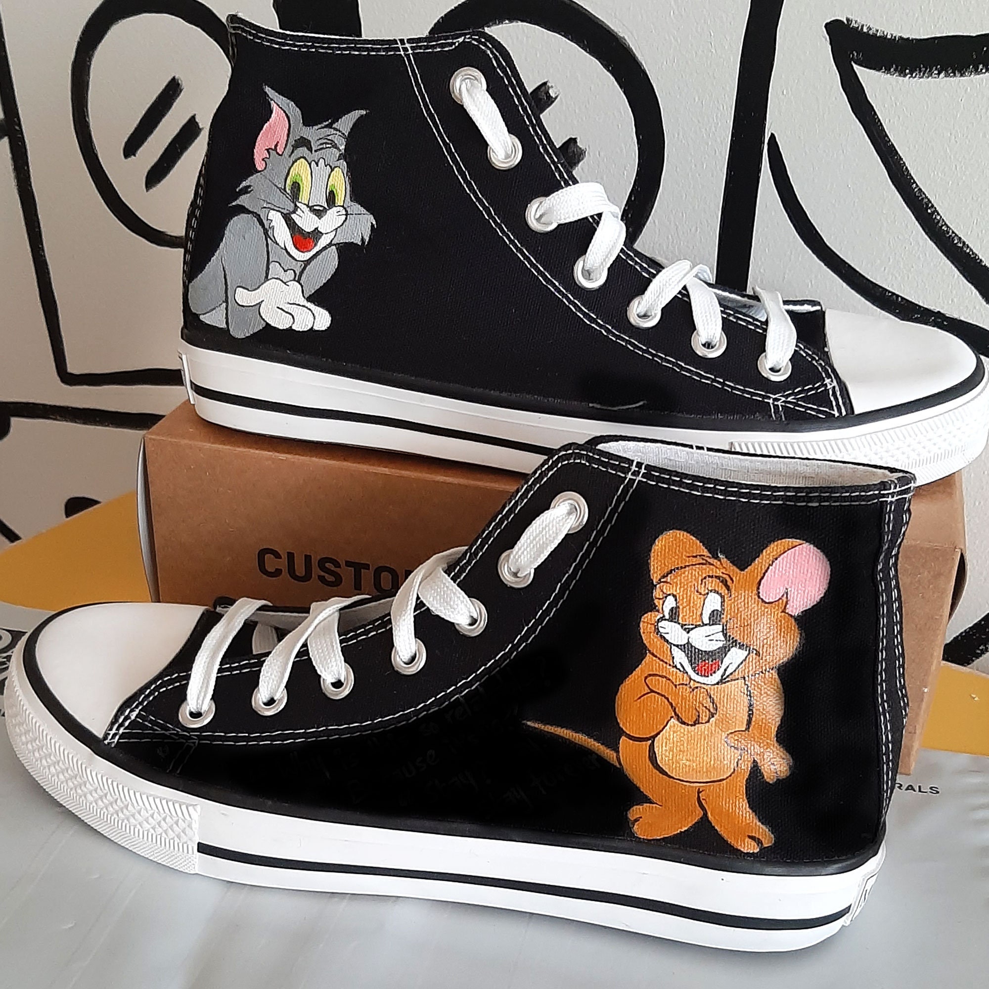 TOM AND JERRY VINYL STENCIL FOR CUSTOM SHOES SNEAKERS AND SMALL