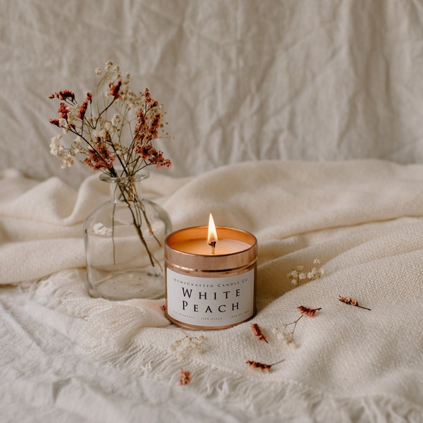 White Peach handmade soy wax summer / spring vegan candle