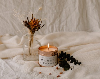 Mango & Papaya Handmade, Soy Wax, Eco Friendly, Vegan Candle