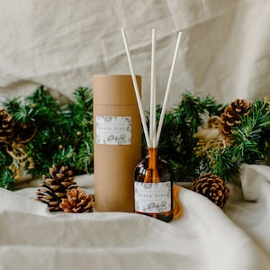 Fresh Pine winter Christmas scent fresh pine and eucalyptus winter walks winter Reed Diffuser handmade in the Uk