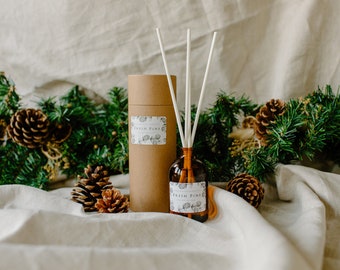 Fresh Pine winter Christmas scent fresh pine and eucalyptus winter walks winter Reed Diffuser handmade in the Uk