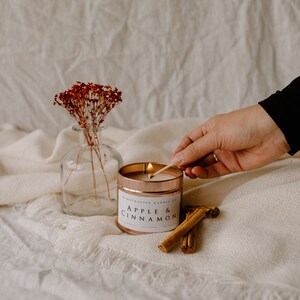 Apple & Cinnamon Handmade Handcrafted eco friendly vegan soy wax candle winter cinnamon candle image 4