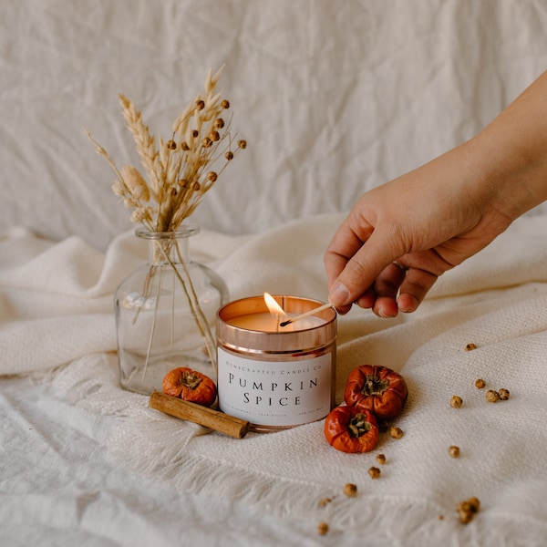 Pumpkin Spice vegan candles handmade handcrafted autumn candle