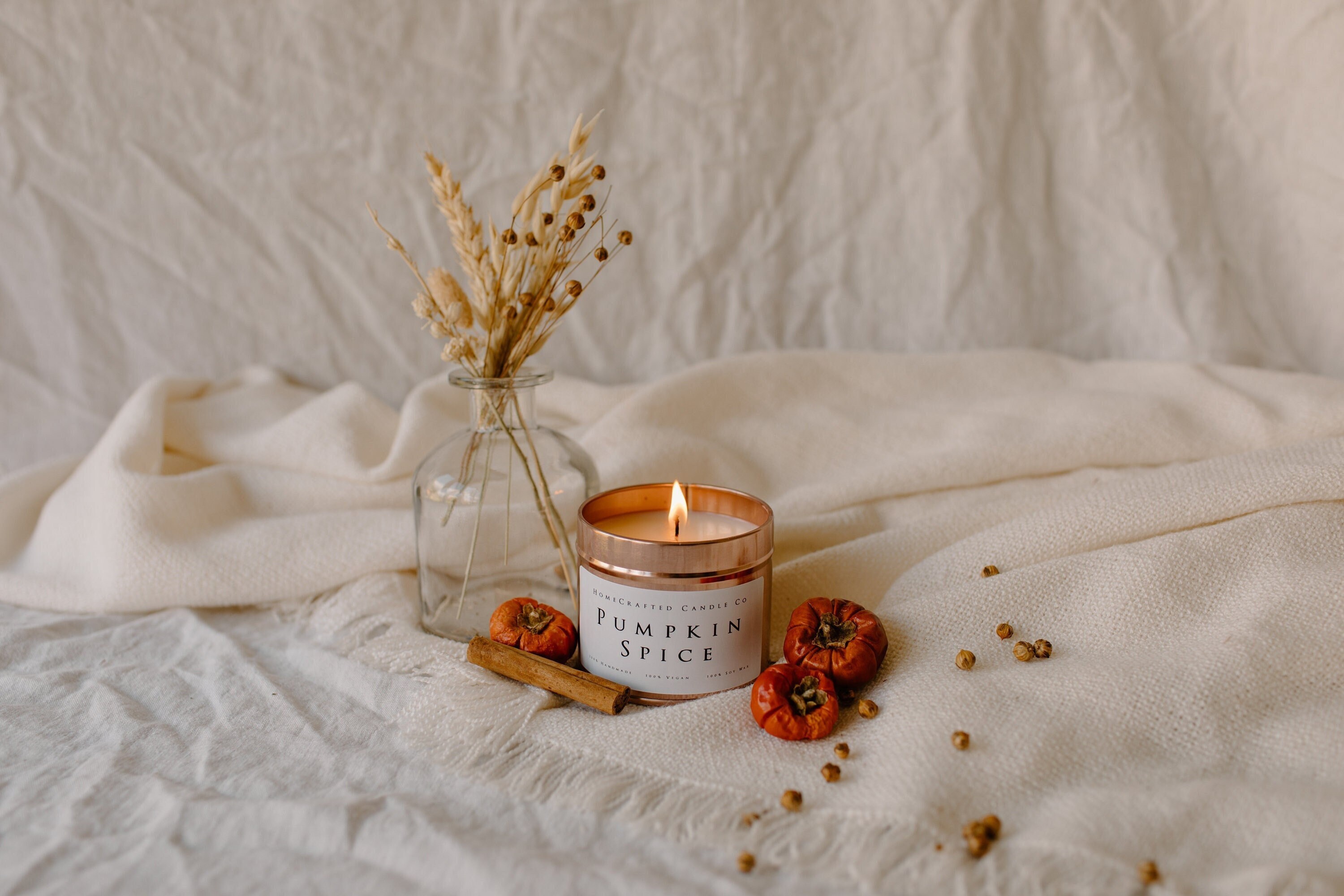 Bougies Végétaliennes d'épice de Citrouille Faites à La Main Bougie d'automne