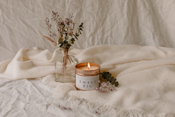 Sweet Fig Scented Candle Handmade Handcrafted Soy Wax Vegan