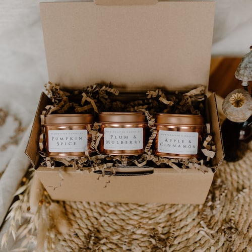 Seasonal Handmade Hand Poured Vegan Candle Gift Box 3 Hamper Etsy UK