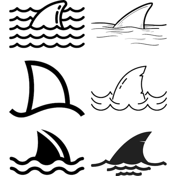 Shark Fin, Ocean Beach Theme, Instant Digital Printable Download Template, Clipart, Cricut PDF, SVG, JPG