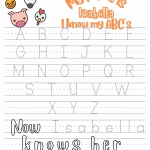 Printable Personalized I Know My ABC's, 82 pages, Digital Download Template, Clipart, Cricut PDF