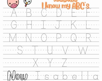 Printable Personalized I Know My ABC's, 82 pages, Digital Download Template, Clipart, Cricut PDF