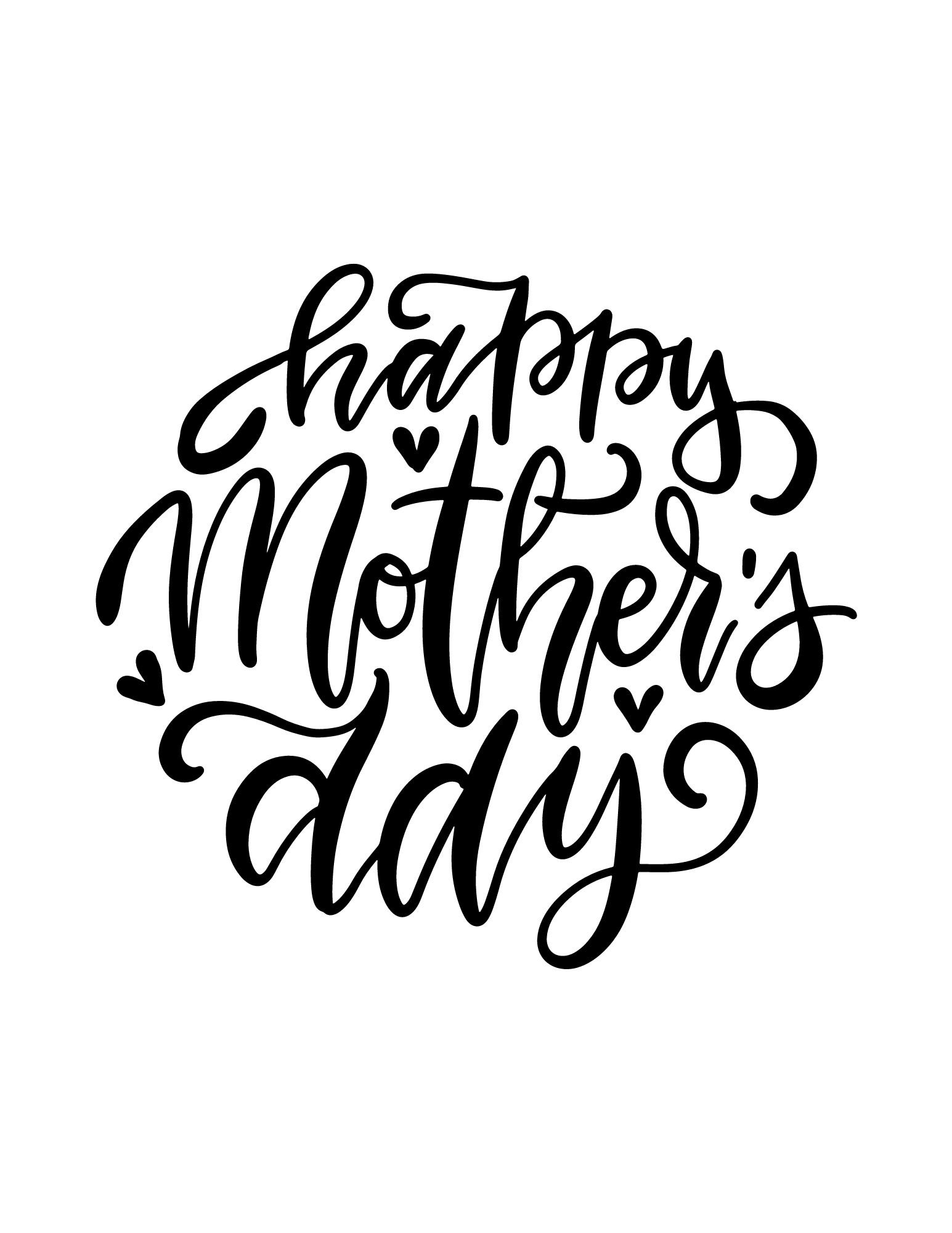 Printable Happy Mother's Day With Hearts - Etsy