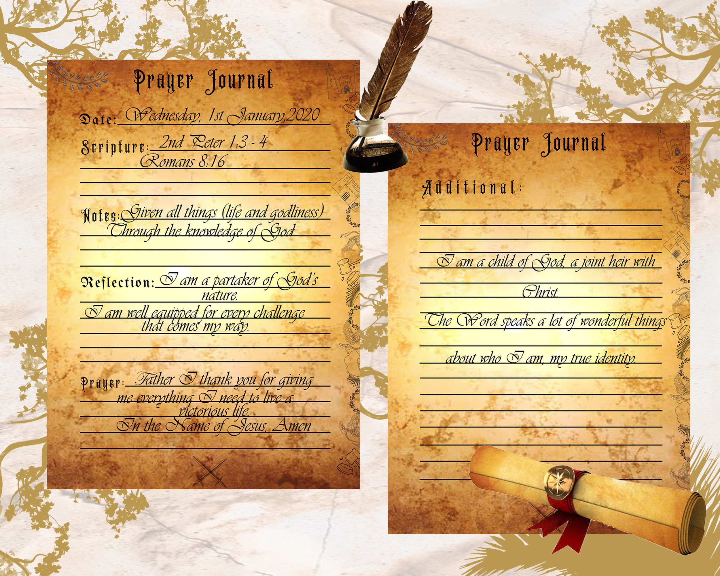 Printable Prayer Journal Template, Bible Study Journal Template ...