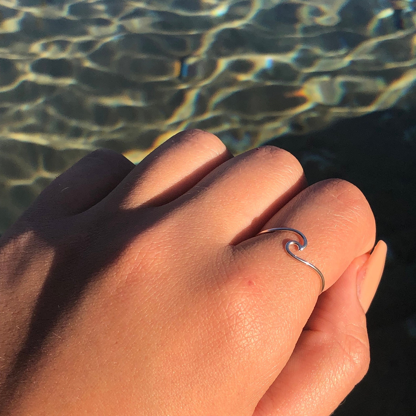 Sterling Silver Wave Ring Ocean Wave Band Wire Wave Ring Etsy