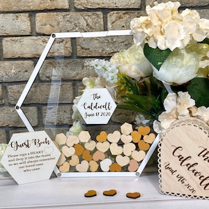 Hexagon Wedding Guest Book Alternative: Clear Plexiglass, 3D Lettering