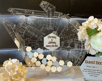 Millennium falcon clear wedding guest book alternative, Transparent Millennium falcon wedding guestbook alternative