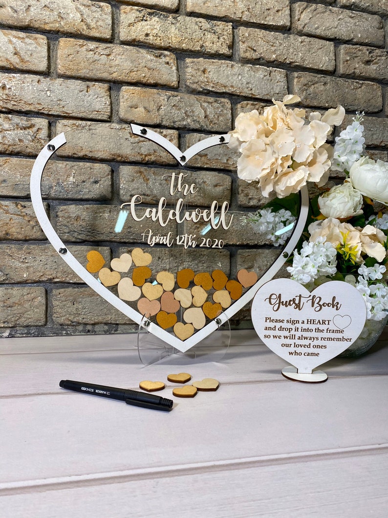 Heart Wedding guest book sign Last name wedding heart guest book Wedding guest book alternative