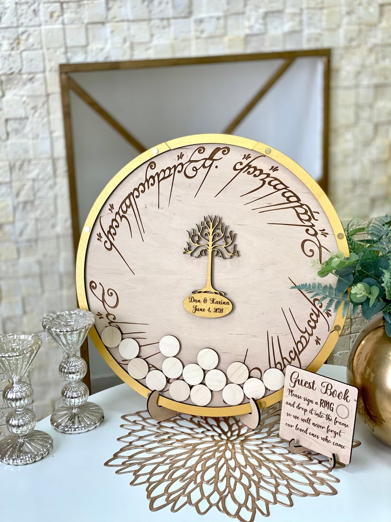 Mr and Mrs Arwen and Aragorn wedding guest book alternative, Hobbit wedding guestbook alternative