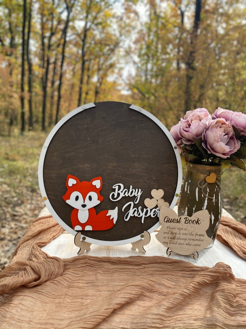 Woodland baby shower guest book alternative Woodland nursery Etsy