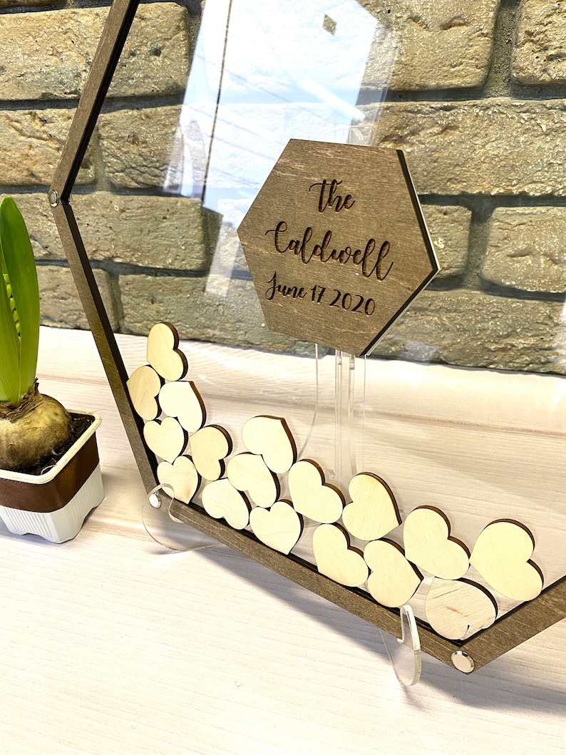 Wedding Guest Book Alternative Hearts Hexagon Shape Guest Etsy