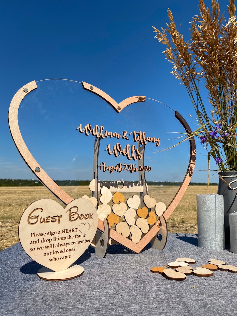 Heart Wedding guest book sign Last name wedding heart guest book Wedding guest book alternative