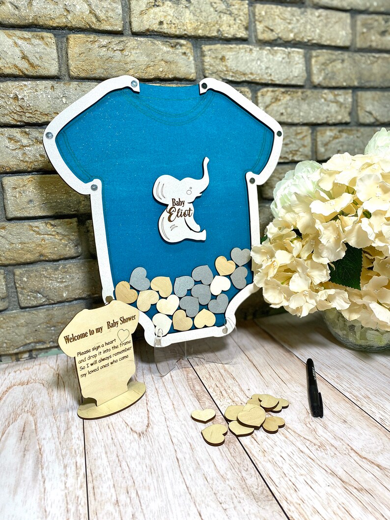 Baby shower guest book elephant Elephant baby shower gift Etsy