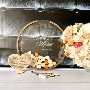 Round Wedding guest book alternative hearts, Transparent wedding guestbook alternative