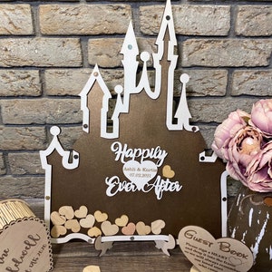 Happily ever after wedding guest book alternative, Fairy tale wedding guestbook , Castle guestbook frame