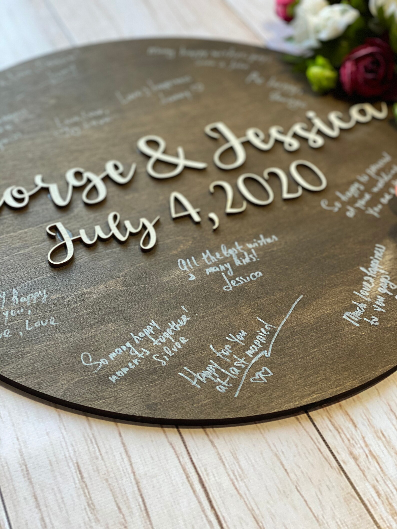 Wooden Guest Book Sign Wedding Guest Book Alrernative Round Etsy