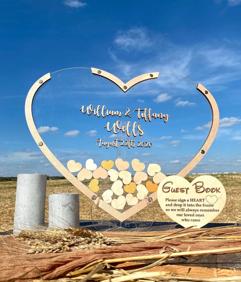 Heart Wedding guest book sign Last name wedding heart guest book Wedding guest book alternative