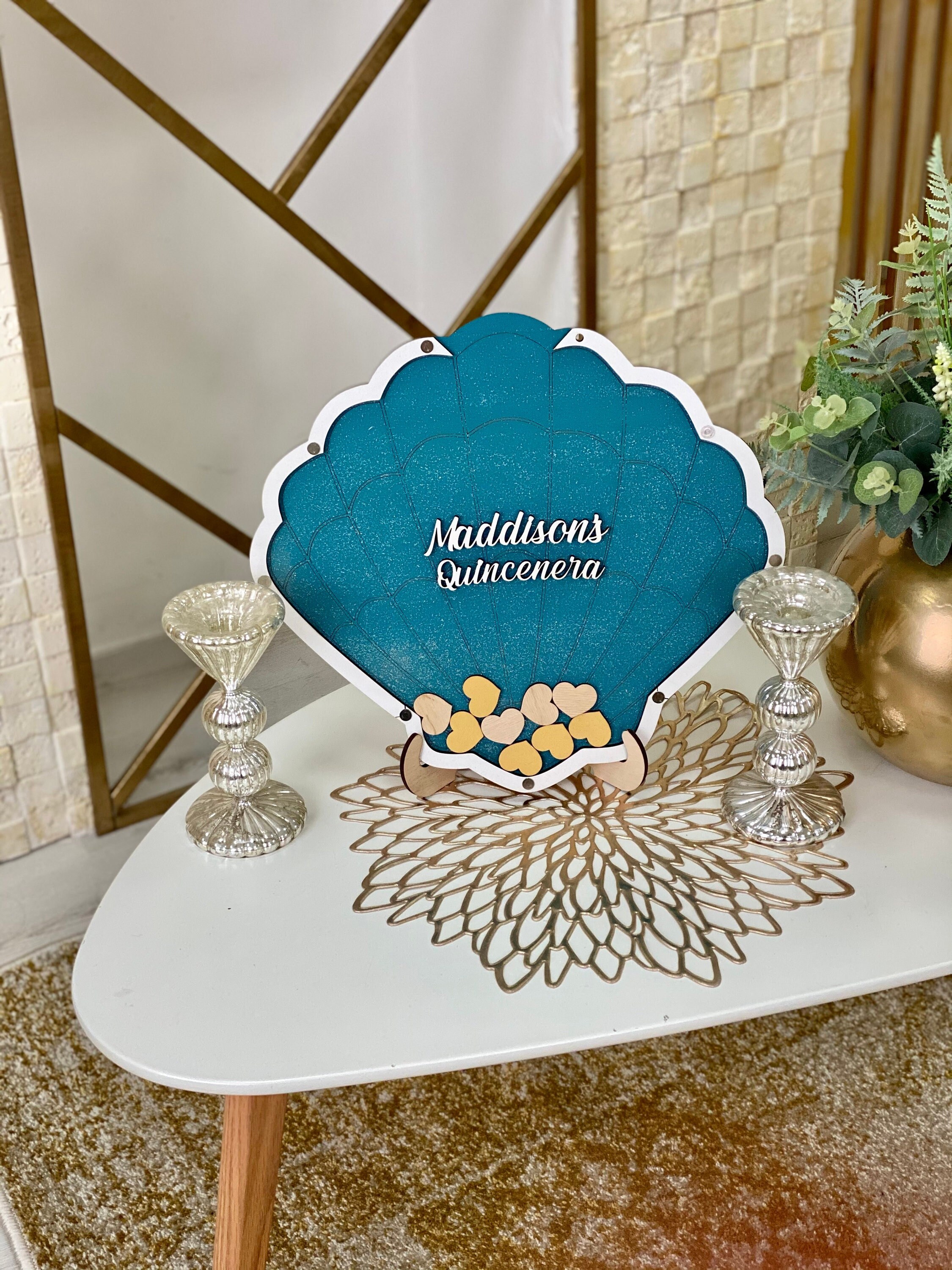 Sweet 16 seashell guest book alternative, Sea shell Quinceanera guest book alternative, Sweet 16 guest book