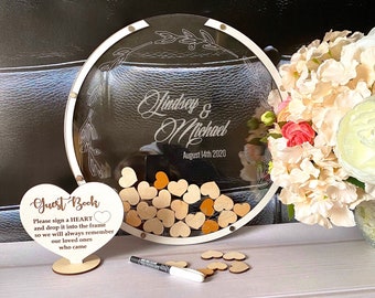 Round wedding guest book alternative sign, Acrylic guest book wedding, Transparent wedding guest book sign