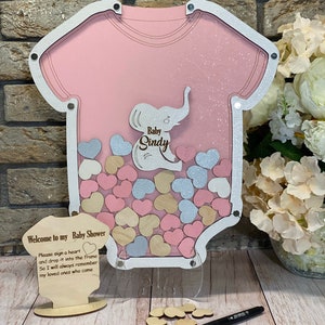 Alternativa al libro de visitas para baby shower con elefantes: Letrero de madera de recuerdo