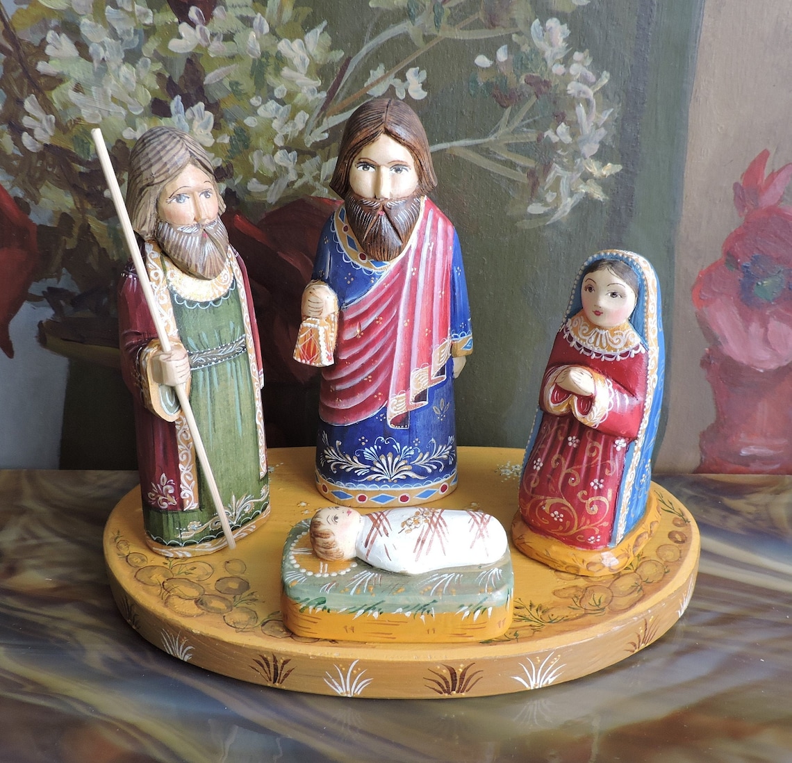 Nativity Set Nativity scene Hand painted wood carving Etsy