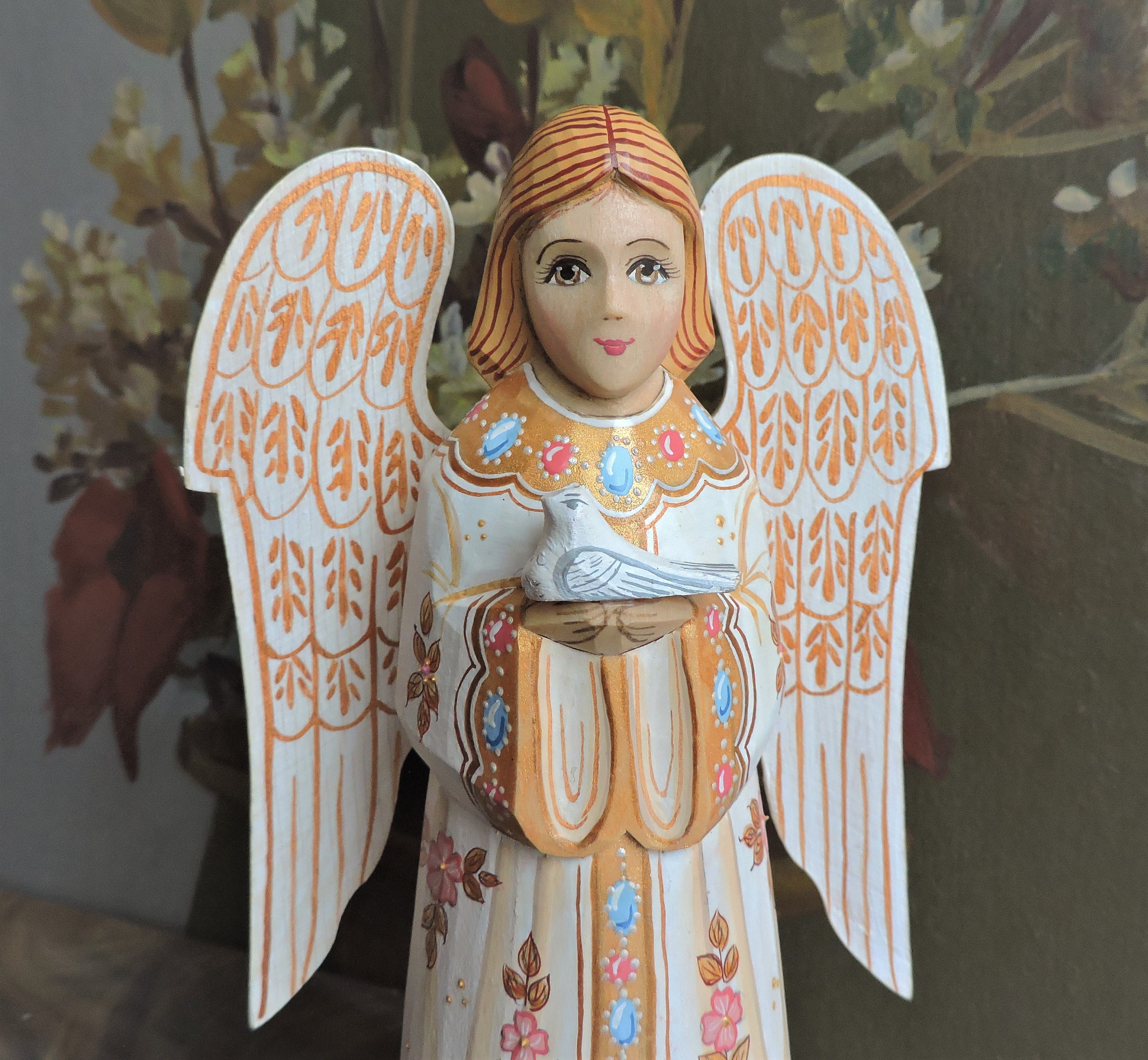 White angel with a bird. 6.1 Exclusive gift. Souvenir. Etsy