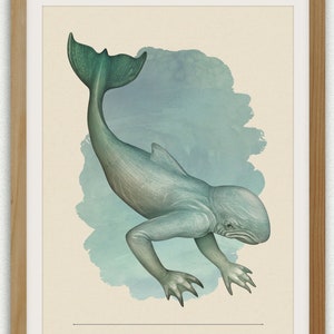 Ningen, Cryptid Art Print, Cryptozoology,