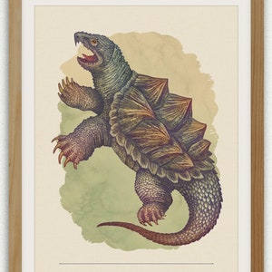 Bestia di Busco, Tartaruga alligatore criptide, Stampa artistica criptide, Oscar, Criptozoologia,