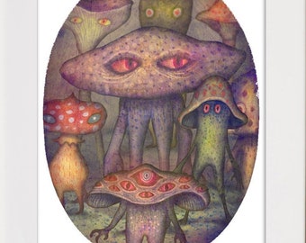 The Intruders&#39; Arrival, Fantasy Art Print, Whimsical Art, Folk Tales, Fairytale Art,
