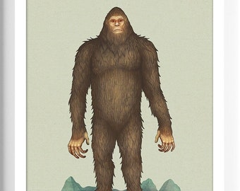 Lámina artística Yeti: Ilustración de un críptido del Himalaya (A4)